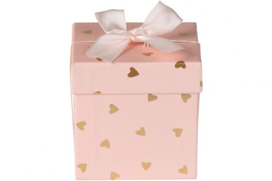 Boîte-cadeau Cube Rose avec petits cœurs  - (10 × 10 × 10 cm) 1 
