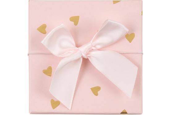 Boîte-cadeau Cube Rose avec petits cœurs  - (10 × 10 × 10 cm) 2 