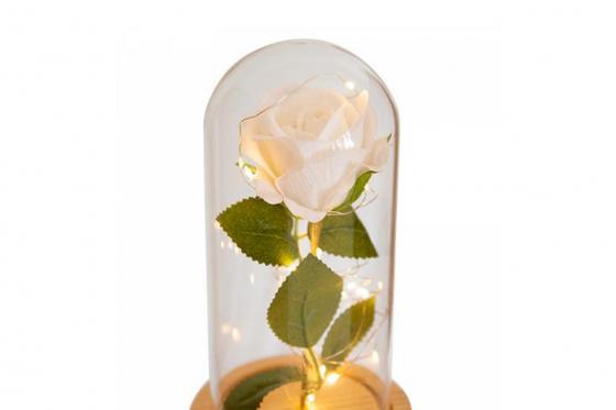 Rose blanche en verre - avec LED 2 