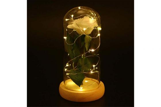 Rose blanche en verre - avec LED 4 