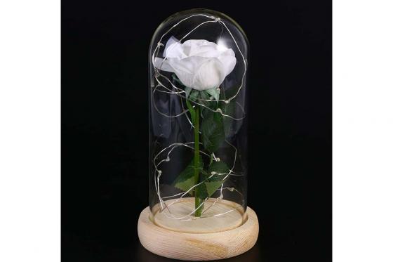 Rose blanche en verre - avec LED 5 