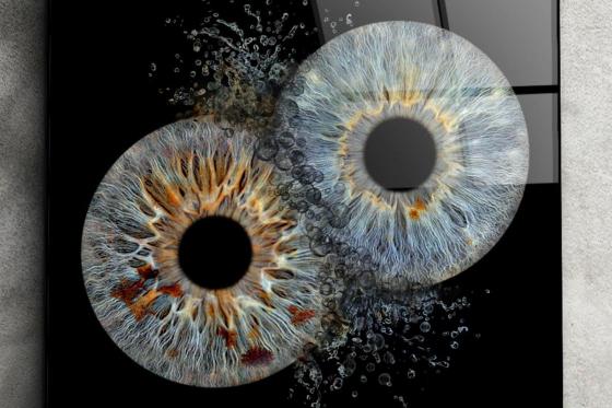 Photographie d'iris pour couple - 40x40cm, sur verre acrylique avec effet 