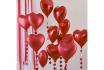 Ballons cœur rouge  - avec traine en forme de cœur 