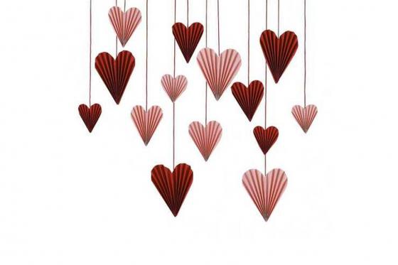 Décoration cœur en papier - Rouge et rose 2 