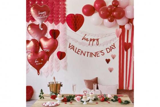 Décoration cœur en papier - Rouge et rose 3 