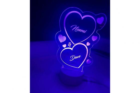 LED Herzlampe - mit Gravur  