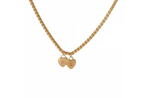 Halskette Lovers Hearts - mit Gravur, gold  