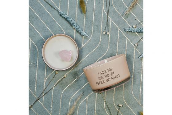 Duftkerze - mit Rosenquarz 1 