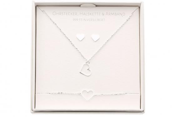 Schmuck Geschenkset - versilbert - Herz  