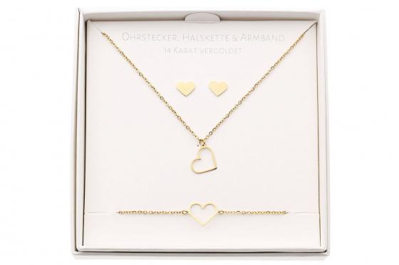 Schmuck Geschenkset - vergoldet - Herz  