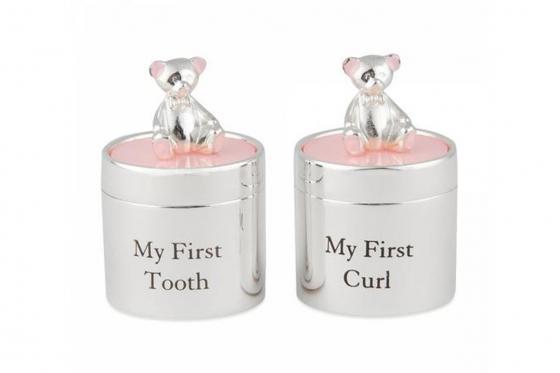 Babydosen rosa - mit Gravur, 925 versilbert  