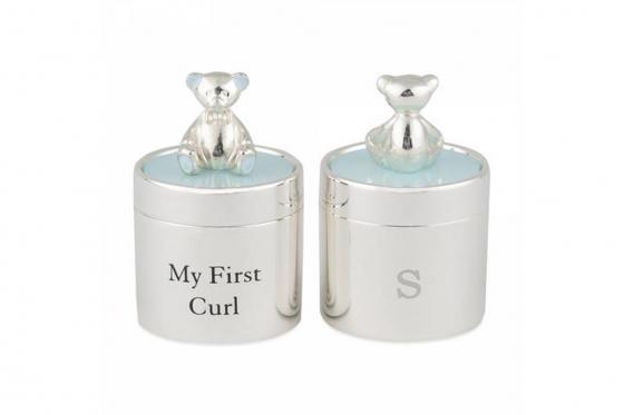 Babydosen blau - mit Gravur, 925 versilbert 1 