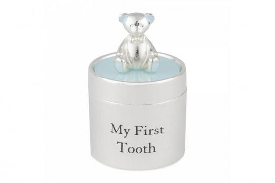 Babydosen blau - mit Gravur, 925 versilbert 2 