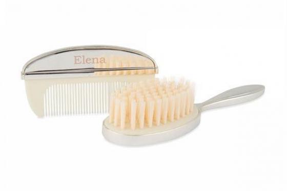 Baby Bürsten-Set - mit Gravur, 925 versilbert  