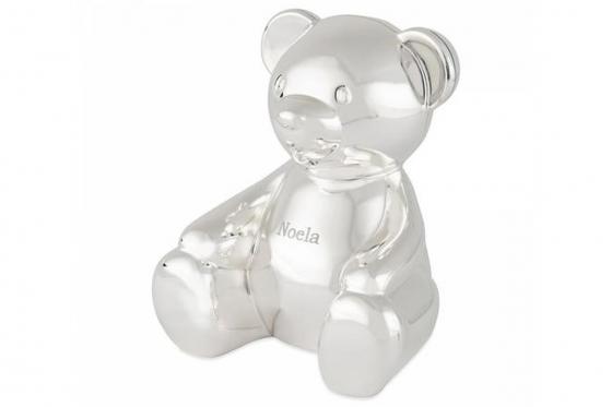 Spardose Bär - mit Gravur, 925 versilbert  