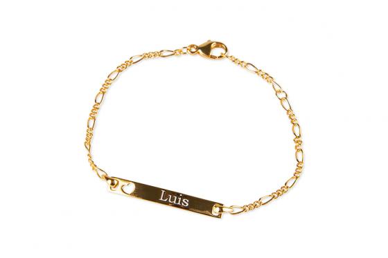 Taufarmband mit Gravur - 14cm, Herz gold  