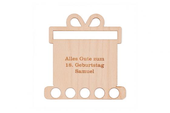 Geldgeschenk mit Gravur - aus Holz 1 
