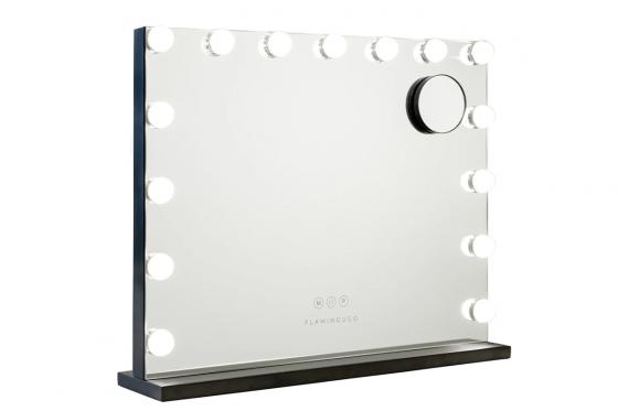 Grand miroir de maquillage noir - avec 15 LED incluses  