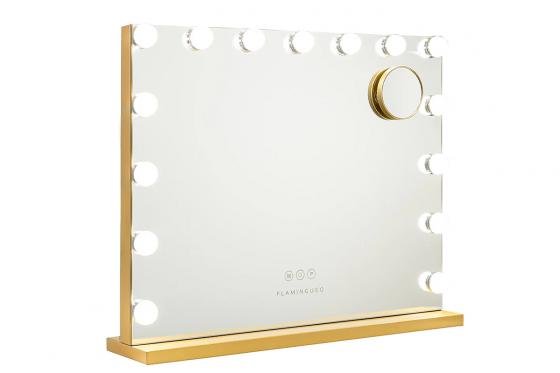 XL Schminkspiegel Gold  - inkl. 15 LEDs  