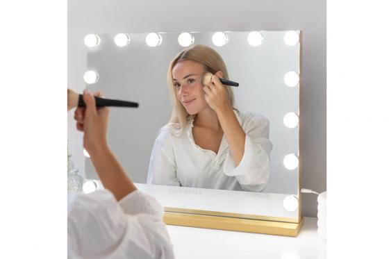 XL Schminkspiegel Gold  - inkl. 15 LEDs 2 