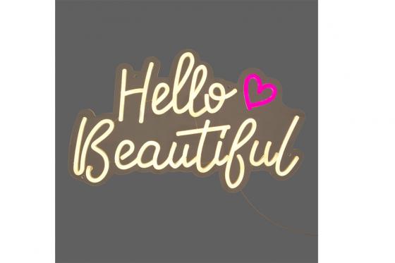 LED Neon Schriftzug - Hello Beautiful, 42 x 25 cm   LED Neon Schriftzug - Hello Beautiful, 42 x 25 cm