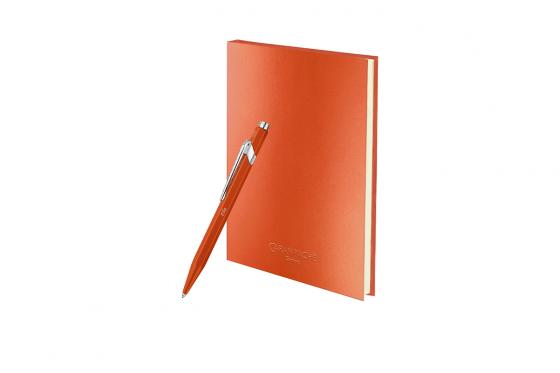 Stylo à bille Caran d'Ache avec carnet - gravé, orange  
