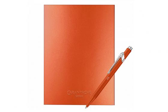 Stylo à bille Caran d'Ache avec carnet - gravé, orange 1 