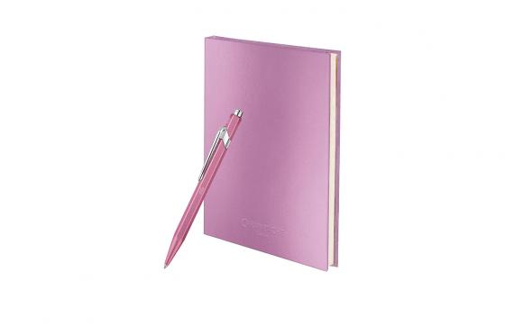 Stylo à bille Caran d'Ache avec carnet - gravé, rose  