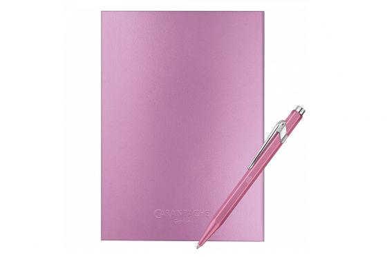 Stylo à bille Caran d'Ache avec carnet - gravé, rose 1 