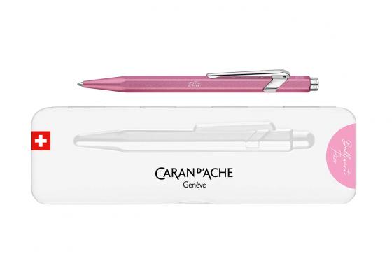 Stylo à bille Caran d'Ache avec carnet - gravé, rose 2 