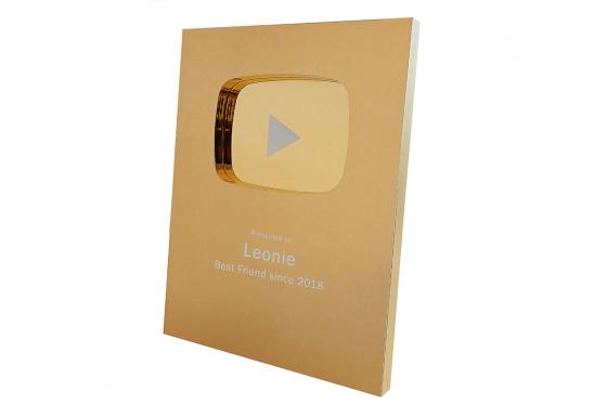 Trophée personnalisable - Bouton de récompense doré  