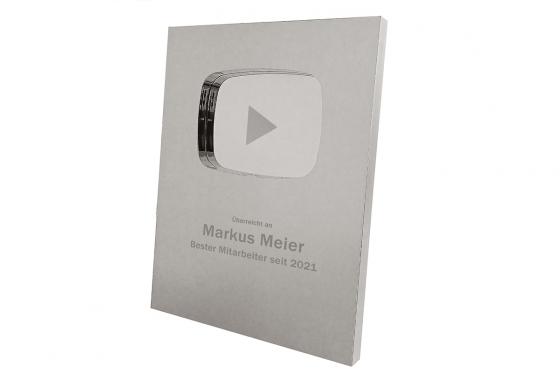 Trophée personnalisable - Bouton de récompense argenté  