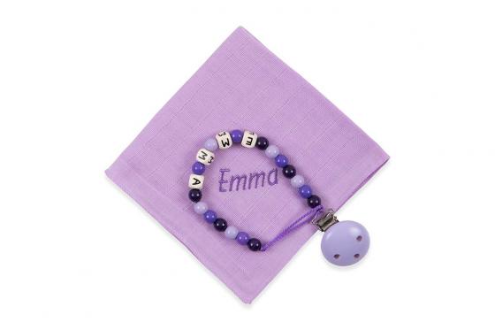 Nuscheli & Nuggikette - mit Namen - lila  