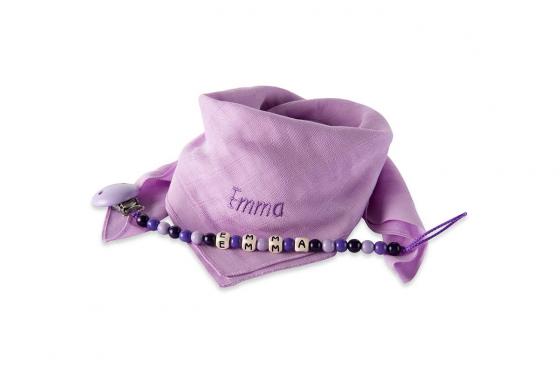 Nuscheli & Nuggikette - mit Namen - lila 1 