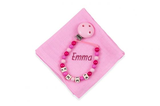 Nuscheli & Nuggikette - mit Namen - rosa  