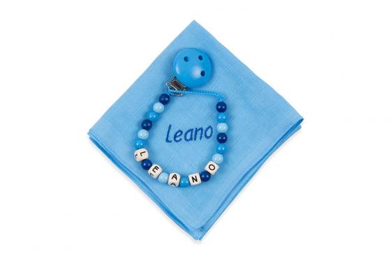 Nuscheli & Nuggikette - mit Namen - blau  