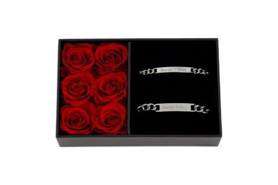 Partner Armbänder mit Gravur - in Rosen Geschenkbox  