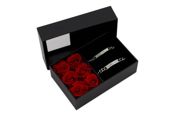 Partner Armbänder mit Gravur - in Rosen Geschenkbox 1 