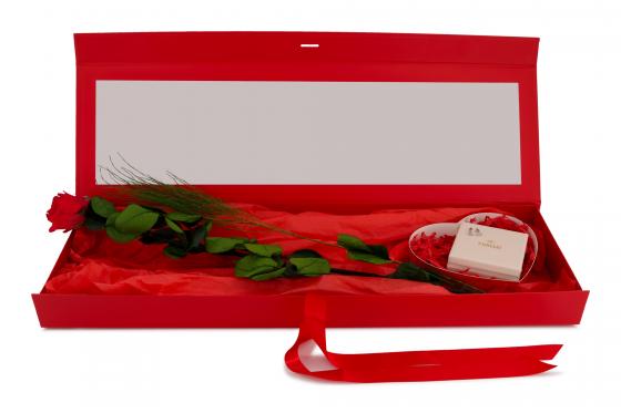 Geschenkset Purelei Ohrstecker Herz - mit Ewig blühender Rose  