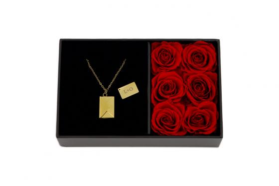 Personalisierbare Halskette gold - in Rosen Geschenkbox  