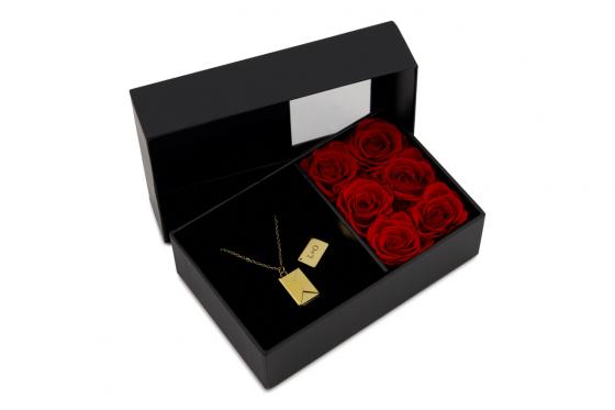 Personalisierbare Halskette gold - in Rosen Geschenkbox 1 