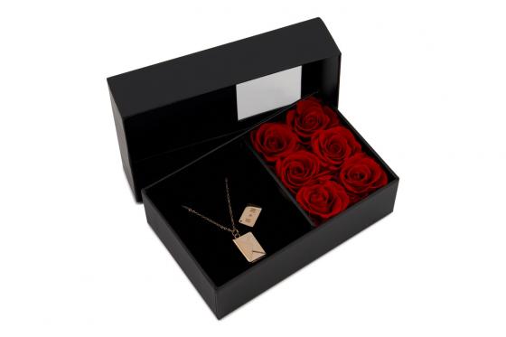 Personalisierbare Halskette roségold - in Rosen Geschenkbox 1 