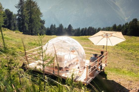 Bubble-Suite Übernachtung - umgeben von Walliser Alpen | wochentags  