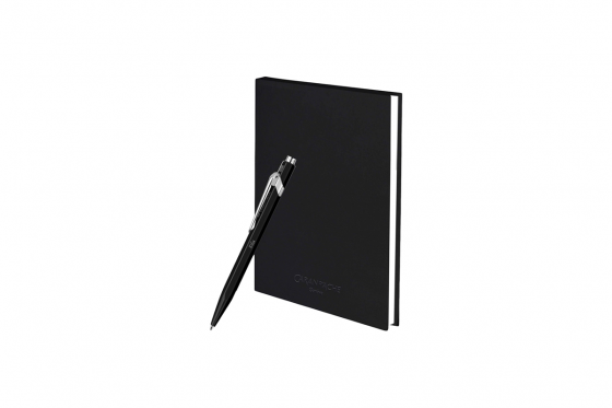 Stylo Caran d’Ache noir avec carnet - personnalisable  