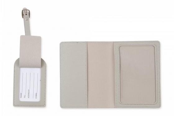 Set de voyage personnalisable, gris - étui pour passeport, étiquette de bagage et organisateur de valise 2 