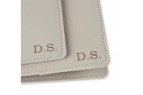 Set de voyage personnalisable, gris - étui pour passeport, étiquette de bagage et organisateur de valise 3 