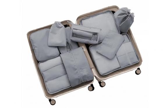 Set de voyage personnalisable, gris - étui pour passeport, étiquette de bagage et organisateur de valise 4 