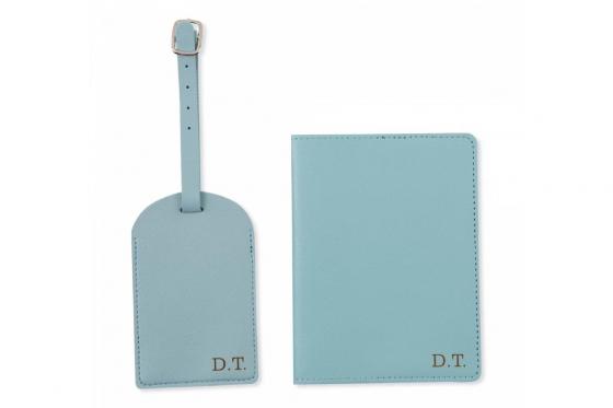 Set de voyage personnalisable - étui pour passeport, étiquette de bagage et organisateur de valise, bleu 1 