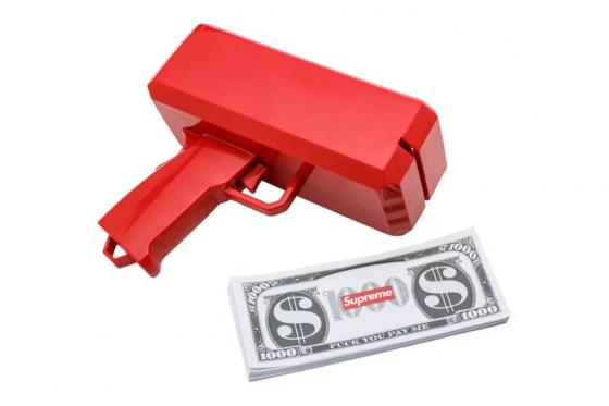 Pistolet à argent Supreme - avec billets factices  