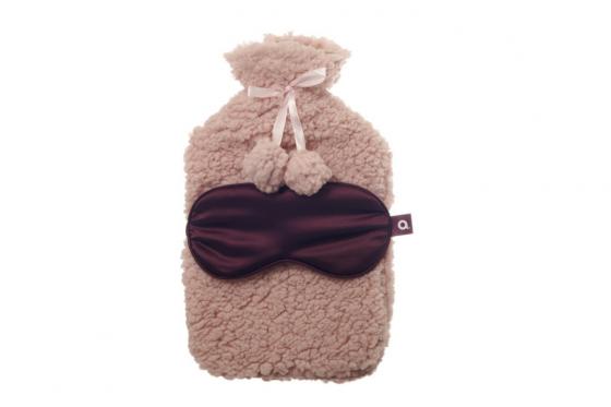 Bouillotte teddy & masque de sommeil - Rose  